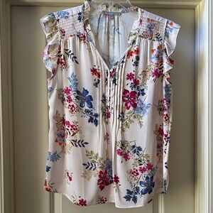 Daniel Rainn Floral Blouse with Ruffle Sleeves